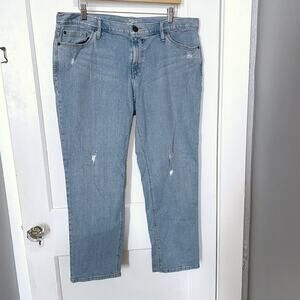 Ann Taylor Loft Boyfriend Jeans Womens Size 14 Distressed Casual Light Wash